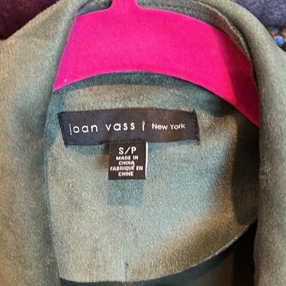 Joan Vass olive sleeveless faux suede open front gilet size SP NWOT - Picture 2 of 3